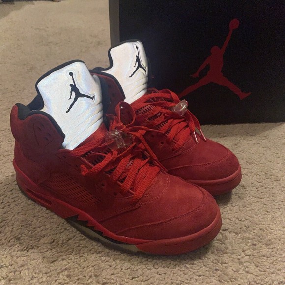 Nike Other - Nike Air Jordan 5 Retro Red Suede Sneakers 136027-602 Size 10